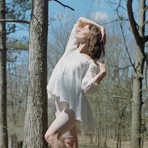 Free People white tunic blouse top with distressed edge. Great condition!